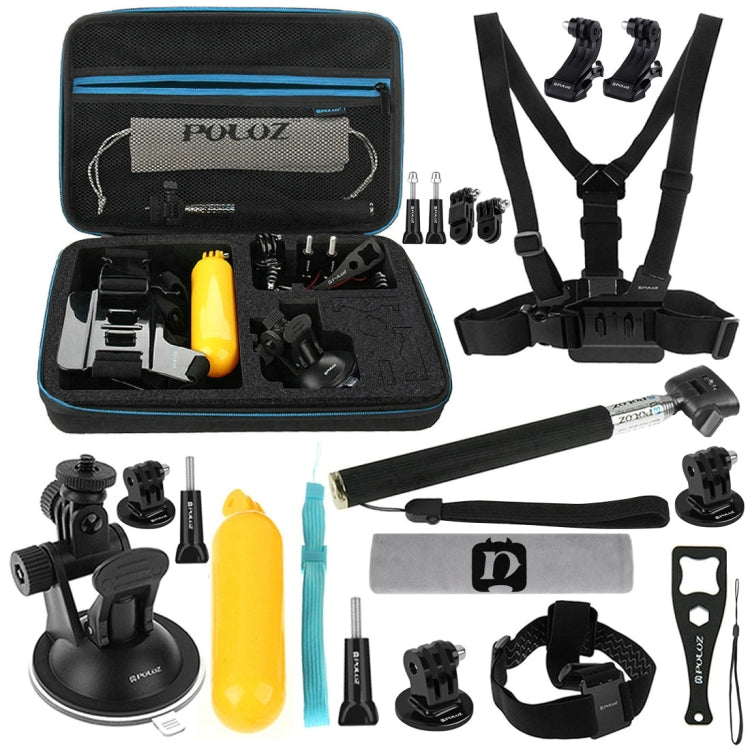 PULUZ 20 in 1 Accessories Combo Kits with EVA Case (Chest Strap + Head Strap + Suction Cup Mount + 3-Way Pivot Arm + J-Hook Buckles + Extendable Monopod + Tripod Adapter + Bobber Hand Grip + Storage B ... ce Pro, DJI Osmo Action 4 and Other Action Cameras -  by PULUZ | Online Shopping South Africa | PMC Jewellery | Buy Now Pay Later Mobicred