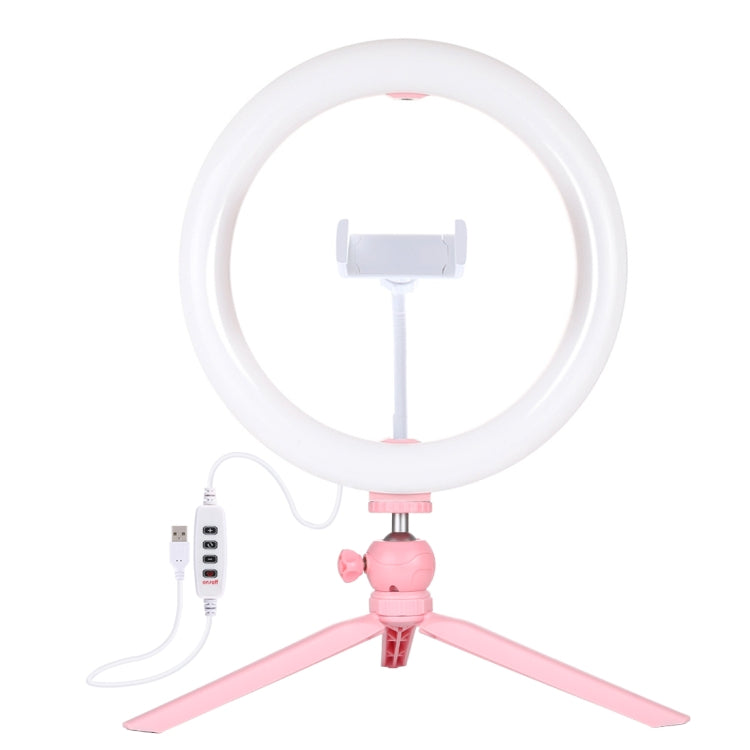 PULUZ 10.2 inch 26cm Light + Desktop Tripod Mount USB 3 Modes Dimmable Dual Color Temperature LED Curved Diffuse Light Ring Vlogging Selfie Photography Video Lights with Phone Clamp(Pink) - Ring Light by PULUZ | Online Shopping South Africa | PMC Jewellery | Buy Now Pay Later Mobicred