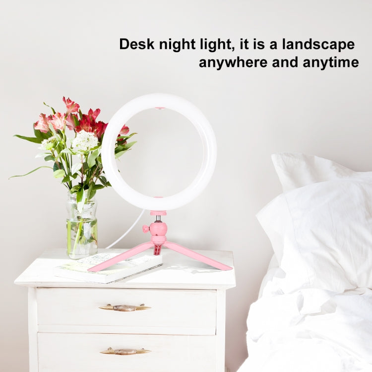 PULUZ 10.2 inch 26cm Light + Desktop Tripod Mount USB 3 Modes Dimmable Dual Color Temperature LED Curved Diffuse Light Ring Vlogging Selfie Photography Video Lights with Phone Clamp(Pink) - Ring Light by PULUZ | Online Shopping South Africa | PMC Jewellery | Buy Now Pay Later Mobicred