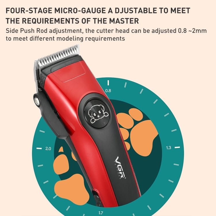 VGR V-202 Pet Barber Electric Hair Clipper (Red) - Electric Clipper by VGR | Online Shopping South Africa | PMC TechLife | Buy Now Pay Later Mobicred
