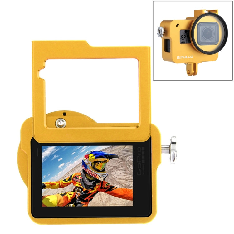 PULUZ Housing Shell CNC Aluminum Alloy Protective Cage with Insurance Frame & 52mm UV Lens for GoPro HERO(2018) /7 Black /6 /5(Gold) - Metal Cases by PULUZ | Online Shopping South Africa | PMC Jewellery | Buy Now Pay Later Mobicred