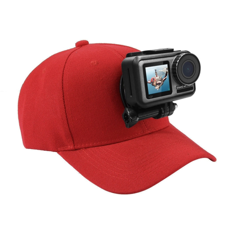 PULUZ Baseball Hat with J-Hook Buckle Mount & Screw for GoPro, DJI OSMO Action and Other Action Cameras(Red) -  by PMC Jewellery | Online Shopping South Africa | PMC Jewellery | Buy Now Pay Later Mobicred