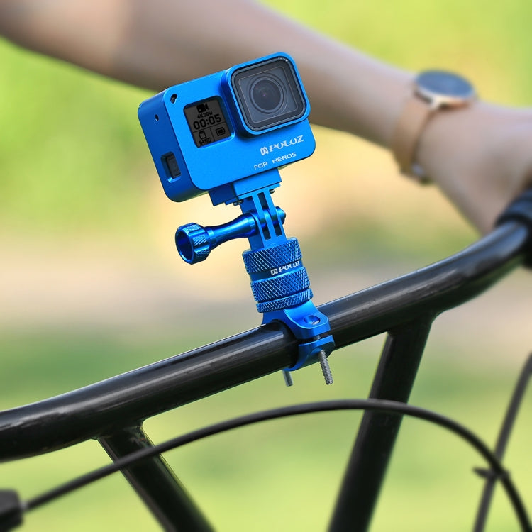 PULUZ 360 Degree Rotation Bike Aluminum Handlebar Adapter Mount with Screw for GoPro Hero12 Black / Hero11 /10 /9 /8 /7 /6 /5, Insta360 Ace / Ace Pro, DJI Osmo Action 4 and Other Action Cameras(Blue) - Bicycle Handlebar Mount by PULUZ | Online Shopping South Africa | PMC Jewellery | Buy Now Pay Later Mobicred