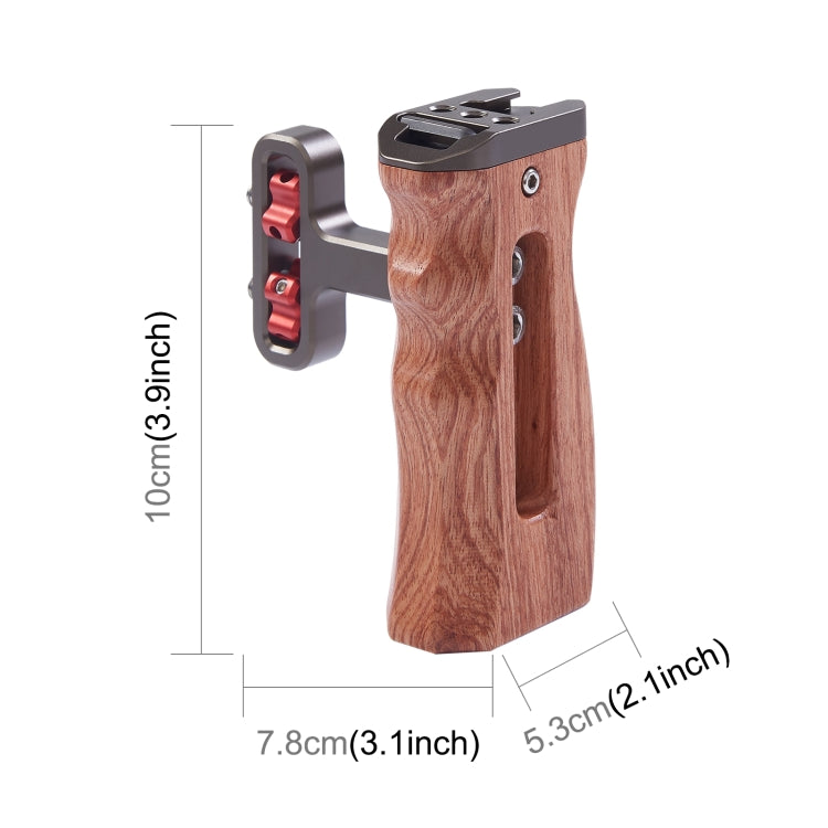 PULUZ Universal Side Wooden Handle Handgrip with Cold Shoe for DSLR Camera Cage(Bronze) - Camera Stabilizer by PULUZ | Online Shopping South Africa | PMC Jewellery | Buy Now Pay Later Mobicred