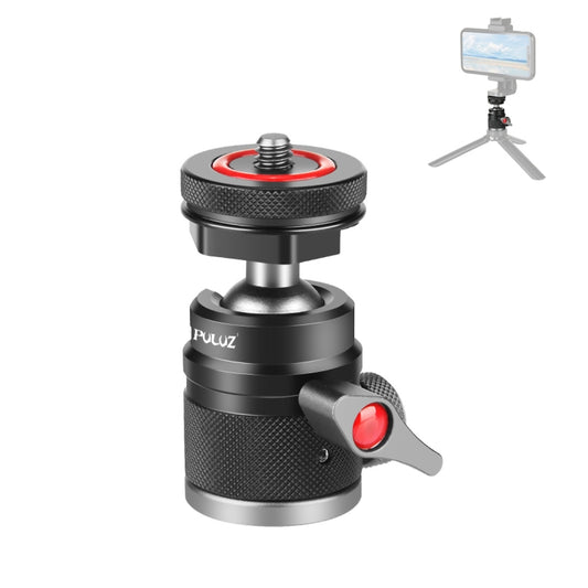 PULUZ Aluminum Alloy Ball Head Tripod Mount with Cold Shoe Base(Black) - Tripod Heads by PULUZ | Online Shopping South Africa | PMC Jewellery | Buy Now Pay Later Mobicred