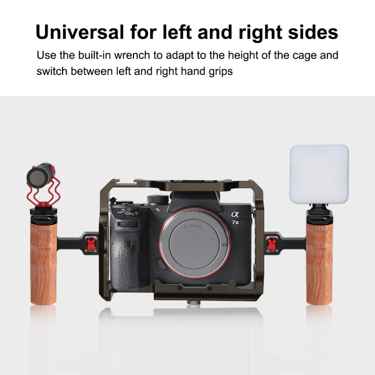 PULUZ 3/8 inch Screw Universal Camera Wooden Side Handle with Cold Shoe Mount for Camera Cage Stabilizer(Black) - Camera Stabilizer by PULUZ | Online Shopping South Africa | PMC Jewellery | Buy Now Pay Later Mobicred