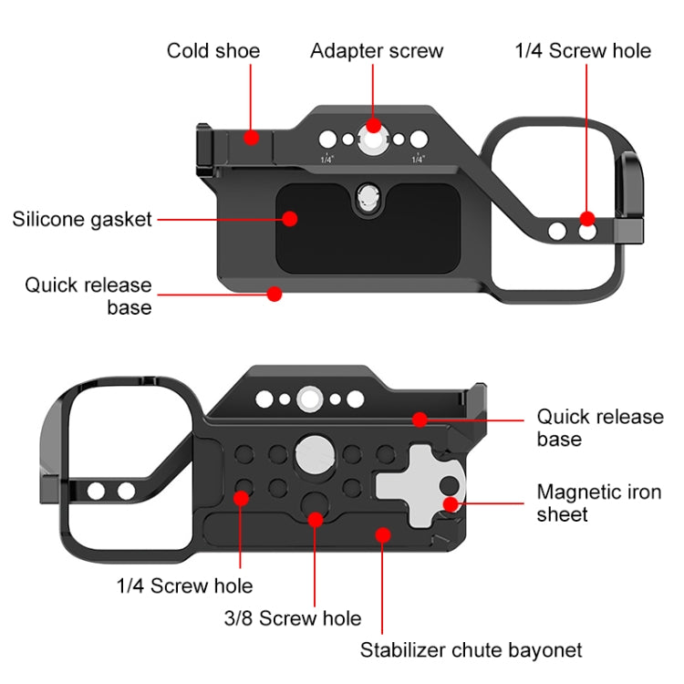 For Sony ZV-E1 PULUZ Aluminum Alloy Camera Cage Stabilizer (Black) - free shipping - PMC TechLife - Order now!