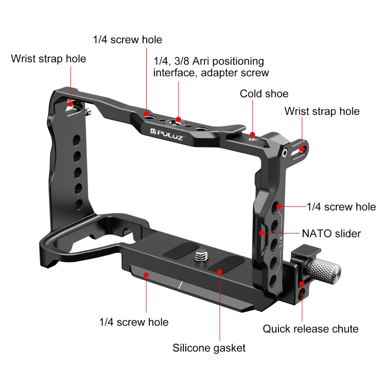 For  Sony A6700 PULUZ Metal Camera Cage Stabilizer Rig (Black) - free shipping - PMC TechLife - Order now!