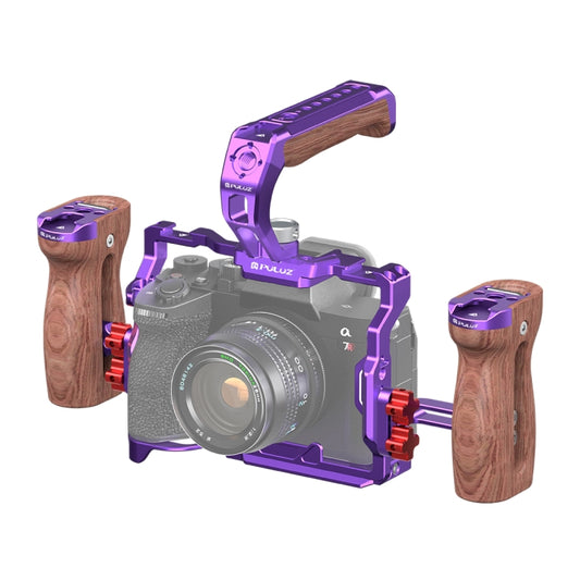 For Sony A7R5 / A7M4 PULUZ Metal Camera Cage Stabilizer Rig with Handle (Purple) - Camera Cage by PULUZ | Online Shopping South Africa | PMC Jewellery | Buy Now Pay Later Mobicred