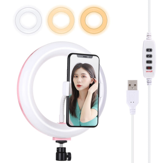 PULUZ 7.9 inch 20cm USB 3 Modes Dimmable Dual Color Temperature LED Curved Light Ring Vlogging Selfie Photography Video Lights with Phone Clamp(Pink) - Ring Light by PULUZ | Online Shopping South Africa | PMC Jewellery | Buy Now Pay Later Mobicred