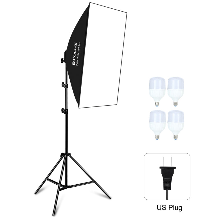 PULUZ 50x70cm Studio Softbox + 2m Tripod Mount + 4 x E27 20W 5700K White Light LED Light Bulb Photography Lighting Kit(US Plug) - free shipping - PMC TechLife - Order now!