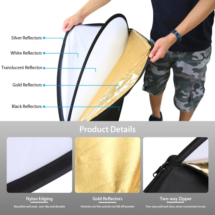 PULUZ 110cm 5 in 1 (Silver / Translucent / Gold / White / Black) Folding Photo Studio Reflector Board -  by PULUZ | Online Shopping South Africa | PMC TechLife | Buy Now Pay Later Mobicred