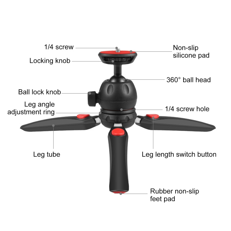 PULUZ Mini VLOG Live Stabilizer Stand Tripod with Phone Clamp for Smartphones (Red) - free shipping - PMC Jewellery - Order now!