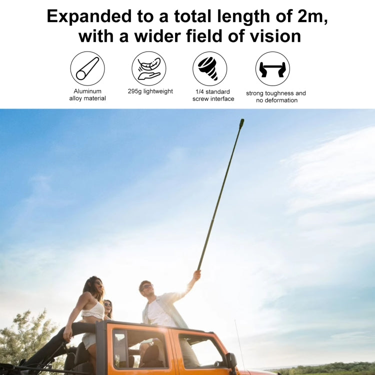 PULUZ 2m Metal Selfie Stick Monopod  for Insta360 One RS / X2 / X3 / X4 (Black) - Self Monopod Grip by PULUZ | Online Shopping South Africa | PMC Jewellery