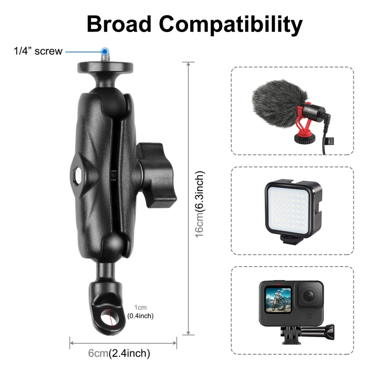 PULUZ Motorcycle Holder Mirror Base Hole Fixed Mount for GoPro and Other Action Cameras(Black) - Bicycle Handlebar Mount by PULUZ | Online Shopping South Africa | PMC TechLife | Buy Now Pay Later Mobicred