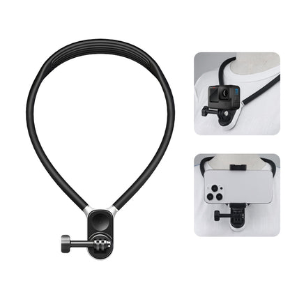 PULUZ Magnetic Silicone Collar Bracket POV View Mount with Phone Clamp for GoPro Action Cameras / Phones (Black) - Holder by PULUZ | Online Shopping South Africa | PMC Jewellery | Buy Now Pay Later Mobicred
