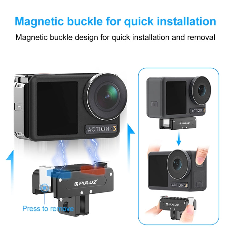 For DJI Osmo Action 5 Pro / 4 / 3 / Osmo 360 PULUZ Magnetic Quick Release Metal Base (Black) - free shipping - PMC TechLife - Order now!