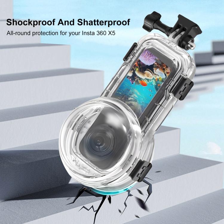 For Insta360 X5 PULUZ 60m Waterproof Sealed Diving Case (Transparent) - free shipping - PMC TechLife - Order now!