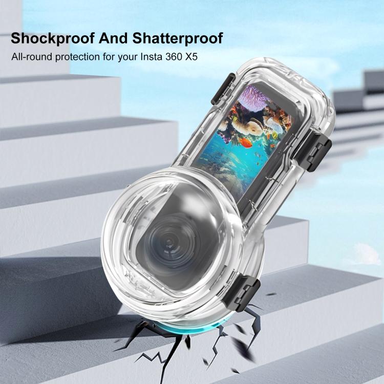 For Insta360 X5 PULUZ Quick Release 60m Waterproof Sealed Diving Case (Transparent) - free shipping - PMC TechLife - Order now!