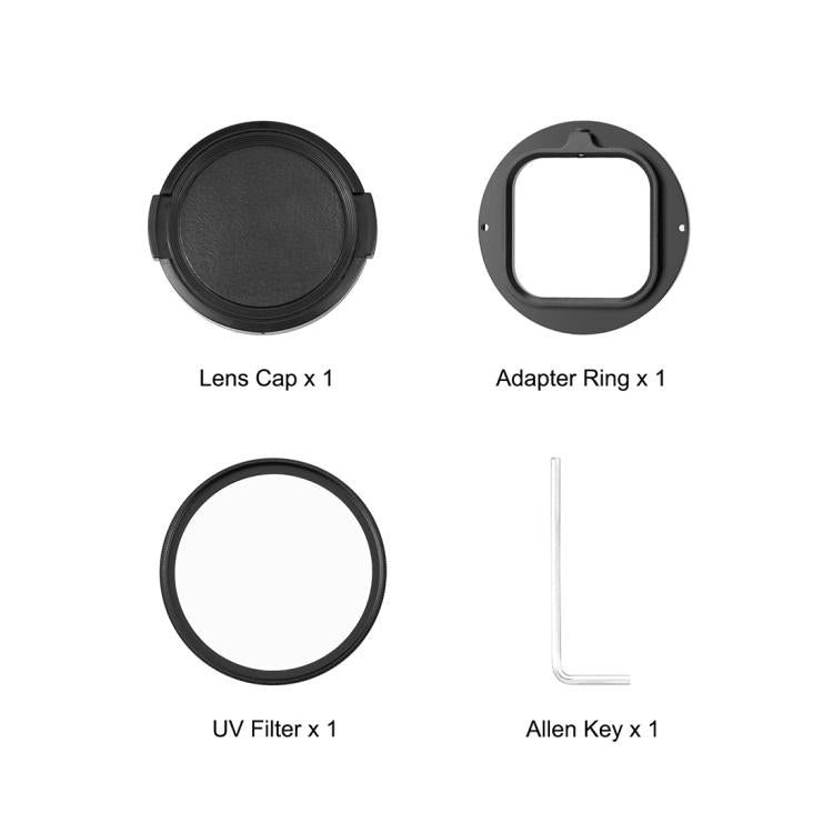 For Insta360 Ace Pro 2 PULUZ 52mm UV Lens Filter Adapter Ring with Lens Cover (Black) - free shipping - PMC TechLife - Order now!