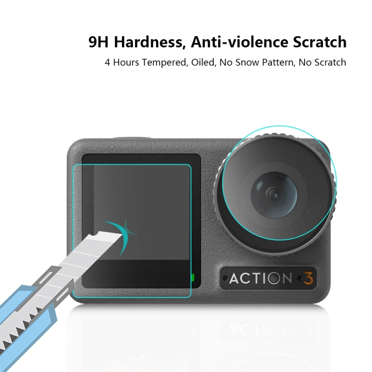 For DJI Osmo Action 3  PULUZ 3-in-1 Lens Front and Back Screen Tempered Glass Explosion-proof Film - Protective Film & Stickers by PULUZ | Online Shopping South Africa | PMC TechLife | Buy Now Pay Later Mobicred