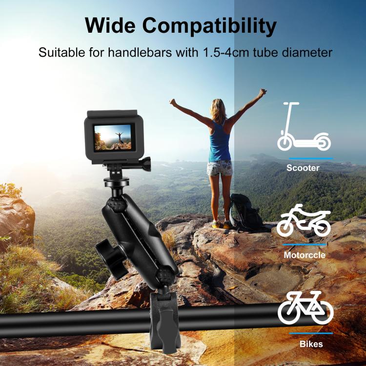 PULUZ Motorcycle Crab Clamp Handlebar Fixed Mount Holder for GoPro and Other Action Cameras(Black) - Bicycle Handlebar Mount by PULUZ | Online Shopping South Africa | PMC Jewellery | Buy Now Pay Later Mobicred