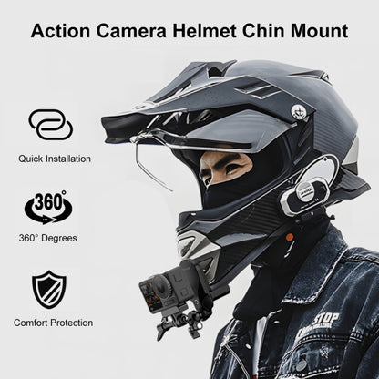PULUZ Motorcycle Helmet Chin Clamp Mount for GoPro and Other Action Cameras (Black) - Helmet Mount by PULUZ | Online Shopping South Africa | PMC Jewellery | Buy Now Pay Later Mobicred