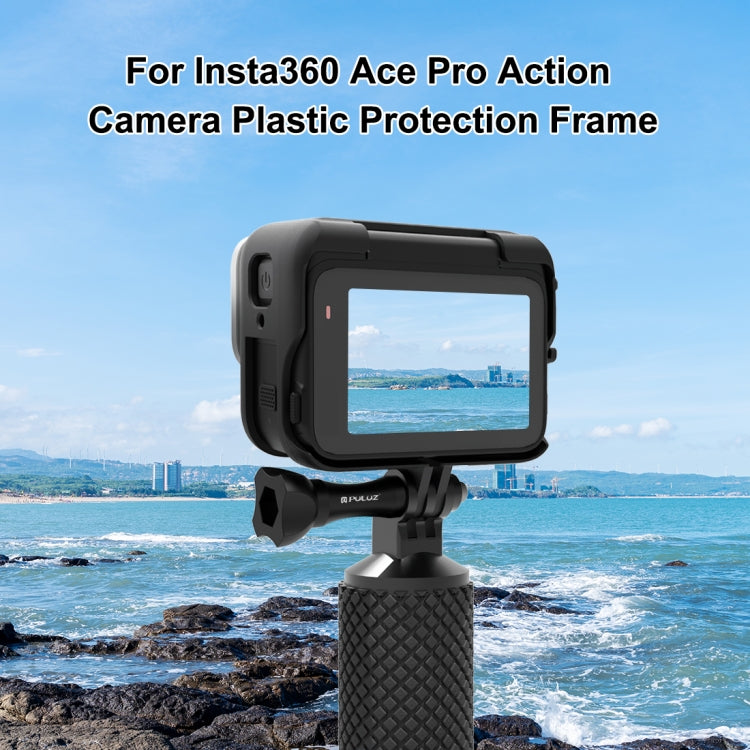 For Insta360 Ace Pro PULUZ Plastic Cage Expansion Adapter Frame with Cold Shoe Base (Black) - free shipping - PMC TechLife - Order now!
