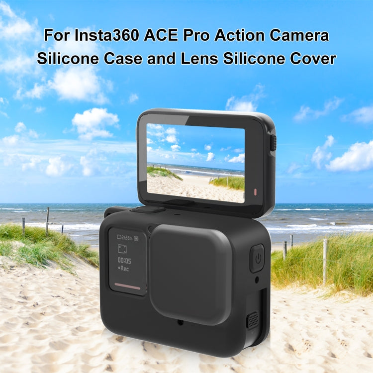 For Insta360 Ace Pro PULUZ Body Silicone Protective Case with Lens Cap (Black) - Case & Bags by PULUZ | Online Shopping South Africa | PMC Jewellery