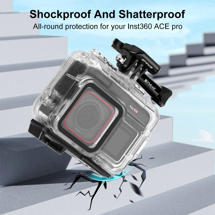 For Insta360 Ace Pro / Pro 2 PULUZ 60m Underwater Waterproof Housing Case with Base Adapter & Screw (Transparent) - free shipping - PMC TechLife - Order now!