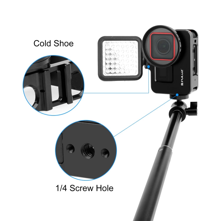 For Insta360 Ace Pro / Ace PULUZ Metal Cage Adapter Frame with 52mm UV Filter & Adapter Ring (Black) - Mount & Holder by PULUZ | Online Shopping South Africa | PMC TechLife | Buy Now Pay Later Mobicred