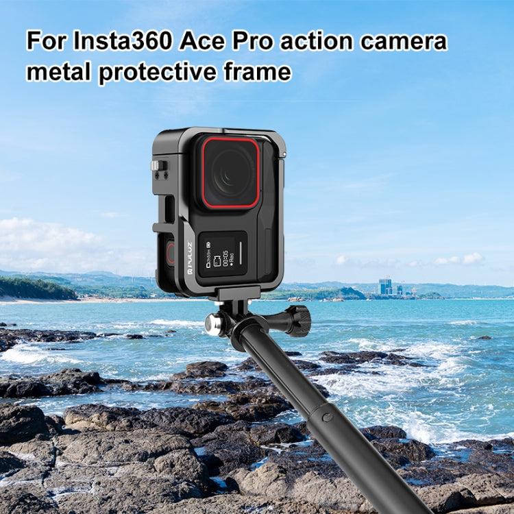 For Insta360 Ace Pro PULUZ Metal Protective Cage Adapter Frame (Black) - Mount & Holder by PULUZ | Online Shopping South Africa | PMC Jewellery | Buy Now Pay Later Mobicred