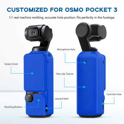 For DJI OSMO Pocket 3 PULUZ  2 in 1 Silicone Cover Case Set with Strap (Blue) - Case & Bags by PULUZ | Online Shopping South Africa | PMC Jewellery | Buy Now Pay Later Mobicred