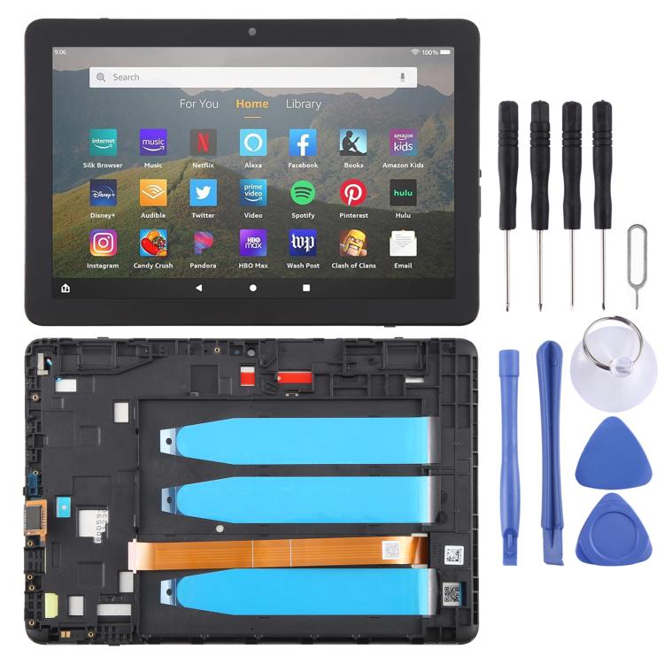 For Amazon Kindle Fire HD 8 12th Gen 2022 R2SP8T LCD Screen Digitizer Full Assembly with Frame (Black) - free shipping - PMC TechLife - Order now!