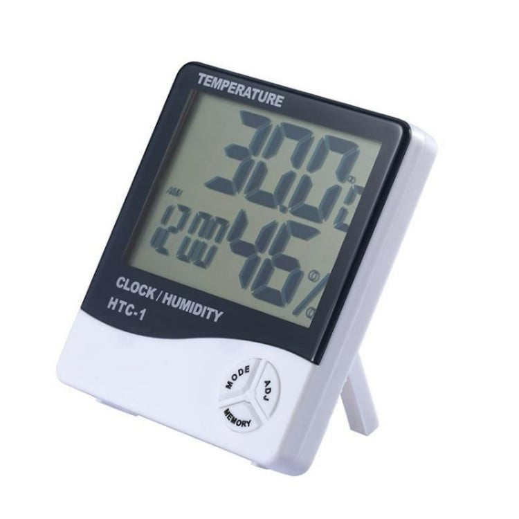 3.8 inch LCD Digital Temperature & Humidity Meter with Clock / Calendar (HTC-1)(White) - Indoor Thermometer by PMC TechLife | Online Shopping South Africa | PMC TechLife | Buy Now Pay Later Mobicred