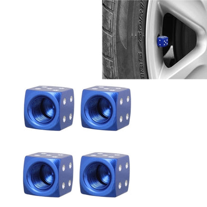 Universal 8mm Dice Style Aluminium Alloy Car Tire Valve Caps, Pack of 4(Blue) - Tire Valve Caps by PMC Jewellery | Online Shopping South Africa | PMC Jewellery