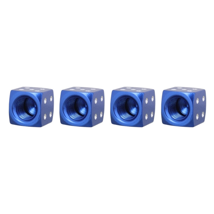 Universal 8mm Dice Style Aluminium Alloy Car Tire Valve Caps, Pack of 4(Blue) - Tire Valve Caps by PMC Jewellery | Online Shopping South Africa | PMC Jewellery