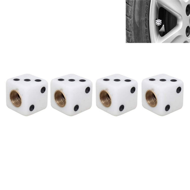 Universal 8mm Dice Style Plastic Car Tire Valve Caps, Pack of 4(White) - Tire Valve Caps by PMC TechLife | Online Shopping South Africa | PMC TechLife | Buy Now Pay Later Mobicred