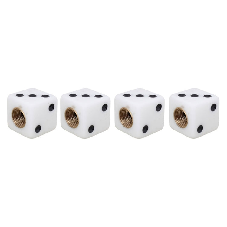 Universal 8mm Dice Style Plastic Car Tire Valve Caps, Pack of 4(White) - Tire Valve Caps by PMC TechLife | Online Shopping South Africa | PMC TechLife | Buy Now Pay Later Mobicred