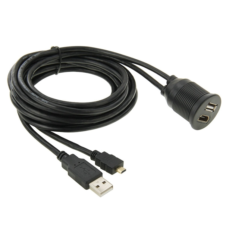 USB 2.0 & Micro HDMI (Type-D) Male to USB 2.0 & HDMI (Type-A) Female Adapter Cable with Car Flush Mount, Length: 2m - DIY Cables by PMC TechLife | Online Shopping South Africa | PMC TechLife | Buy Now Pay Later Mobicred