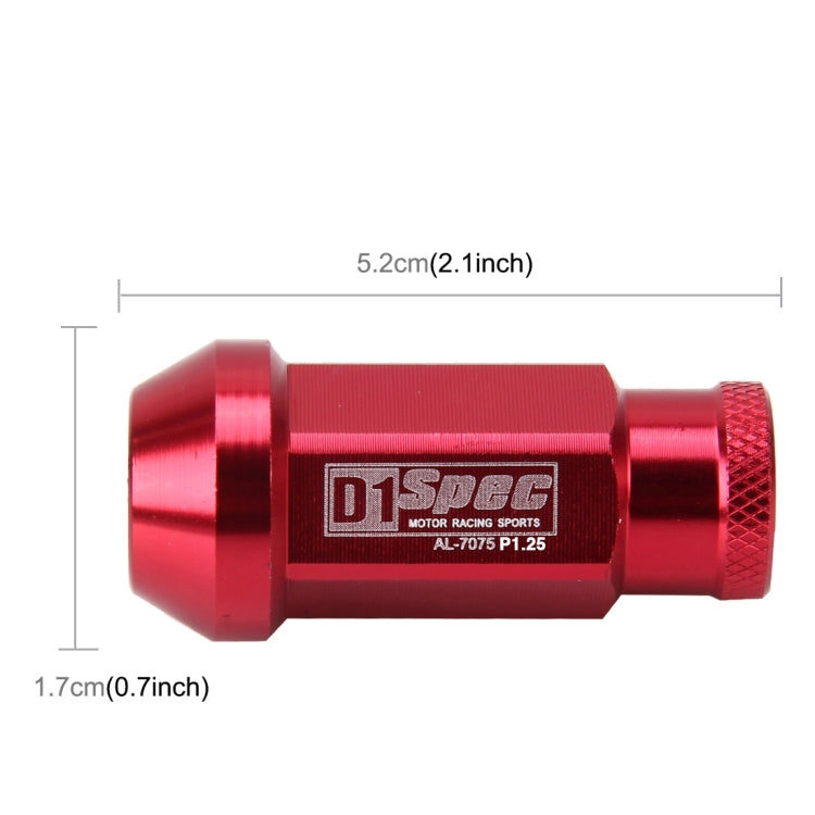 D1 Spec P1.5 M12x1.25 Racing Wheel Nut, Length: 50mm(Red) - Nuts & Bolts by PMC TechLife | Online Shopping South Africa | PMC TechLife | Buy Now Pay Later Mobicred