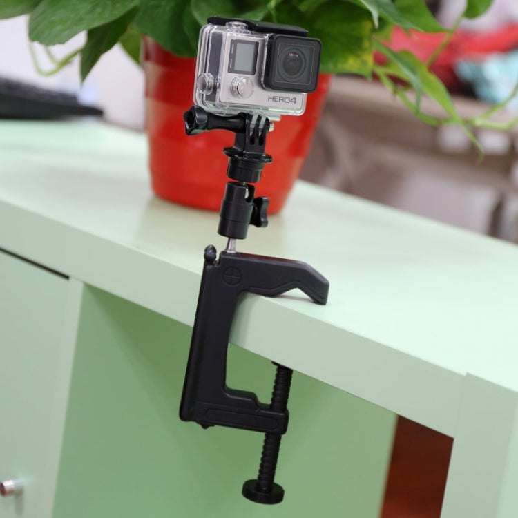 Desktop Fixed Clamp Holder Mount with Tripod Adapter for GoPro Hero12 Black / Hero11 /10 /9 /8 /7 /6 /5, Insta360 Ace / Ace Pro, DJI Osmo Action 4 and Other Action Cameras, Clamp Size: 1 - 6 cm - Holder by PMC Jewellery | Online Shopping South Africa | PMC Jewellery