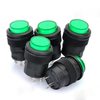 R16-503 16mm 4pin Self-Locking Push Button Switch with Indicator (5 Pcs in One Package, the Price is for 5 Pcs) - Car Switches by PMC Jewellery | Online Shopping South Africa | PMC Jewellery