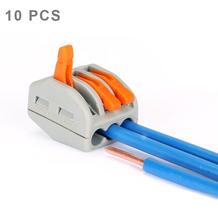 10 PCS Universal Compact 3 Pin Push Clamp Solderless Wire Connector - Connectors & Terminals by PMC TechLife | Online Shopping South Africa | PMC TechLife | Buy Now Pay Later Mobicred