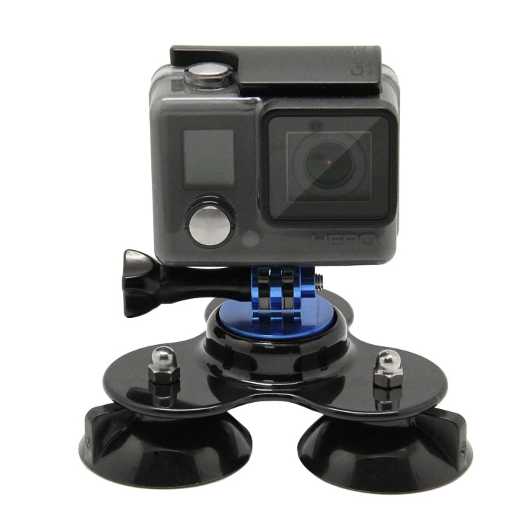 Triangle Direction Suction Cup Mount with Tripod Mount + Handle Screw for GoPro Hero12 Black / Hero11 /10 /9 /8 /7 /6 /5, Insta360 Ace / Ace Pro, DJI Osmo Action 4 and Other Action Cameras(Dark Blue) - Holder by PMC Jewellery | Online Shopping South Africa | PMC Jewellery | Buy Now Pay Later Mobicred