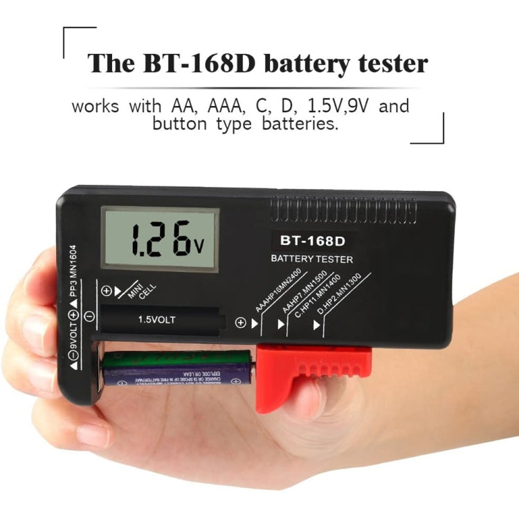 BT-168D Digital LCD Display Battery Universal Tester for 1.5V AAA, AA and 9V 6F22 Batteries - Battery & Resistance Tester by PMc TechLife | Online Shopping South Africa | PMc TechLife | Buy Now Pay Later Mobicred