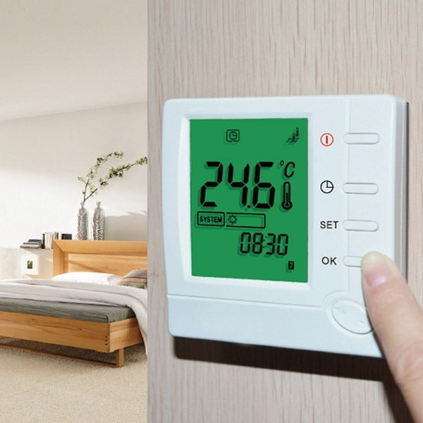LCD Display Air Conditioning 2-Pipe Programmable Room Thermostat for Fan Coil Unit(White) - Thermostat & Thermometer by PMC TechLife | Online Shopping South Africa | PMC TechLife | Buy Now Pay Later Mobicred