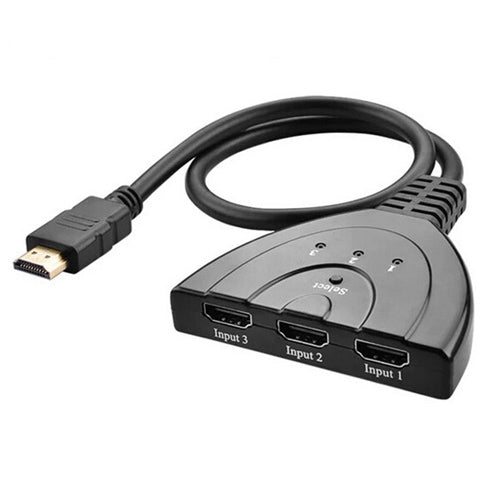 3x1 Pigtail HDMI Switcher Up to 1080P (Gold Plated)(Black) - Switch by PMC TechLife | Online Shopping South Africa | PMC TechLife