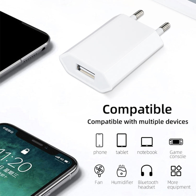 5V / 1A (EU Plug) USB Charger Adapter For  iPhone, Galaxy, Huawei, Xiaomi, LG, HTC and Other Smart Phones, Rechargeable Devices(White) - USB Charger by PMC Jewellery | Online Shopping South Africa | PMC Jewellery | Buy Now Pay Later Mobicred