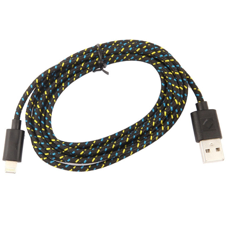 1m Nylon Netting Style USB 8 Pin Data Transfer Charging Cable for iPhone, iPad(Black) - Normal Style Cable by PMC Jewellery | Online Shopping South Africa | PMC Jewellery | Buy Now Pay Later Mobicred